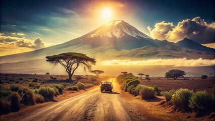 Vintage Kilimanjaro Road Trip: Retro African Safari Adventure Photography