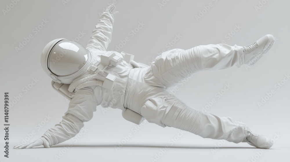 Aufkleber A white-suited astronaut appears to be floating in a zero-gravity environment.