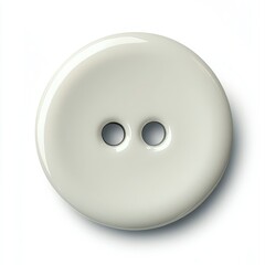A classic round button with a smooth surface and two small holes on a white background 