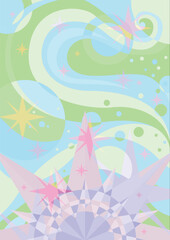 artistic sun star and moon abstract background