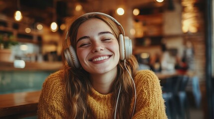 The Smiling Woman with Headphones