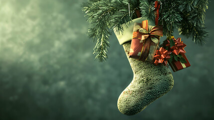 Festive Christmas Stocking 3D Illustration