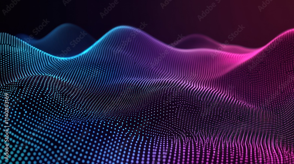 Poster Abstract digital waves in vibrant colors, representing data visualization or technology.