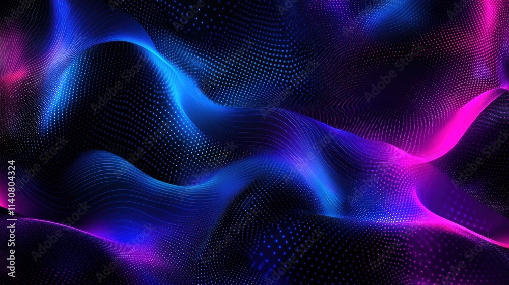 Aufkleber abstract waves of vibrant blue and pink light create a dynamic, fluid background.