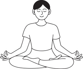 A simple drawing of a person doing a yoga pose vector illustration, person meditating in yoga pose