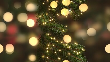 Obraz premium Golden and red lights twinkle softly, filling the dark space with a warm festive atmosphere, perfect for the holiday season SEAMLESS PATTERN