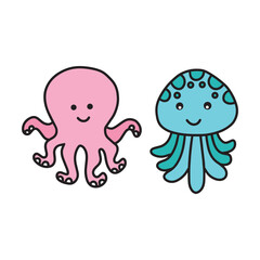 octopus and fish