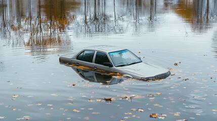 Car submerged in flood water  understanding the importance of insurance coverage for flood damage