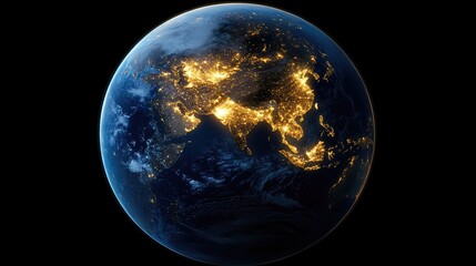 Obraz premium Cities across India light up in a shimmering display from the perspective of outer space against a dark backdrop