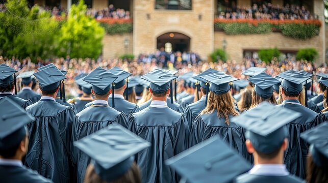 A heartfelt moment of graduates receiving their diplomas on stage, capturing the pride and excitement of the occasion