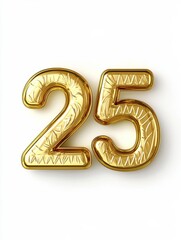 2025 Happy New Year 3d number gold isolated on white background