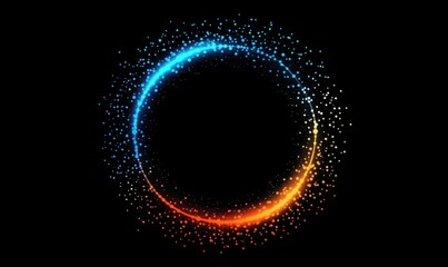 Obraz premium Colorful circular gradient with blue and orange dots, vibrant design, abstract art, digital illustration