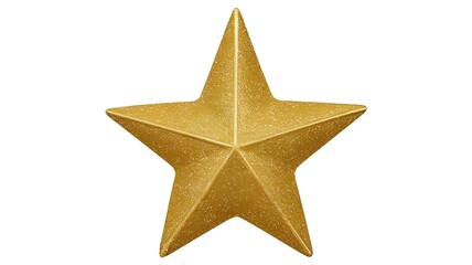 Gold shiny glitter glowing christmas star with shadow isolated on white background. gold star on a white background