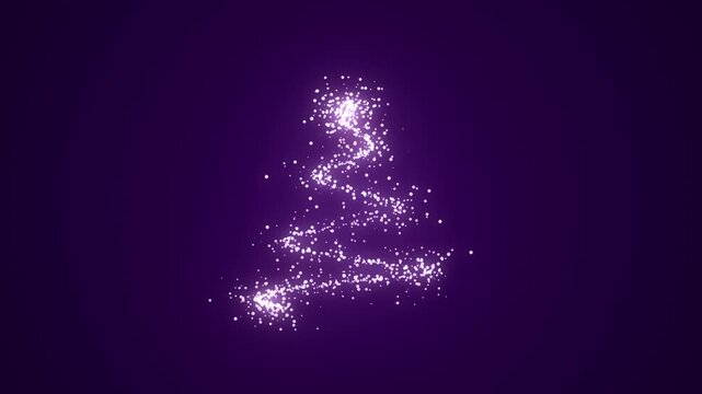 Christmas Tree Particle Animation Purple Background