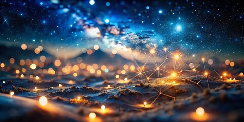 Obraz premium Virgo Constellation Tilt-Shift Photography, Starry Night, Celestial, Astrological, Galaxy, Cosmos, Night Sky, Miniature Effect