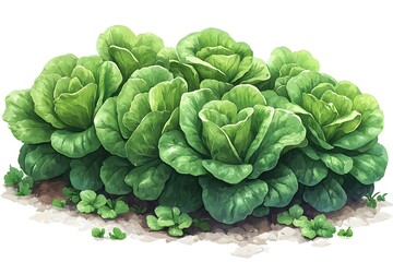 Obraz premium Lettuce watercolor illustration. Hand drawn underwater element design. Artistic vector marine design element. Illustration for greeting cards, printing and other design projects.