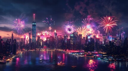 celebration night cityscape happy new year