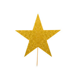 Obraz premium Gold shiny glitter glowing christmas star with shadow isolated on white background. gold star on a white background