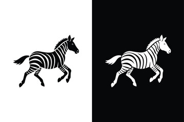Obraz premium Zebra running vector on White Background ,Vector Art Illustration on white background.