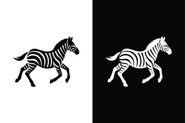 Zebra running  vector on White Background ,Vector Art Illustration on white background.
