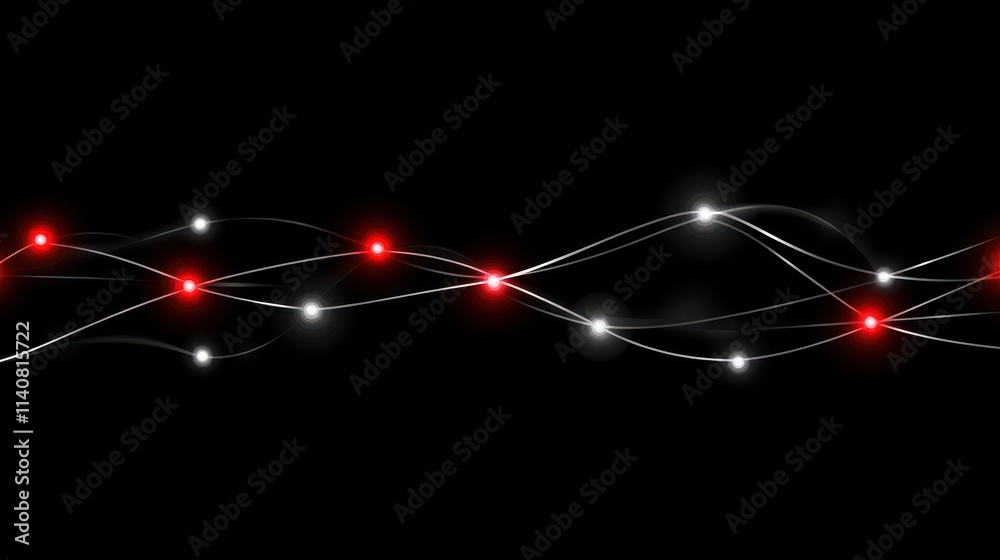 Aufkleber Abstract representation of interconnected lines with glowing nodes on a black background.