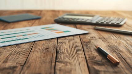 Fototapeta premium Financial Planning Tools on a Wooden Table