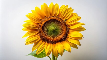Obraz premium White Background Sunflower Photography: Studio Shot, Closeup, Blooming Sunflower, Isolated Flower, Botanical Image, High-Resolution, Macro Photography, Floral Still Life