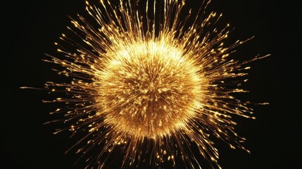 Golden firework, Happy new year concept, Design for overlay, montage, texture on transparent background