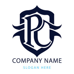 Pc monogram logo design template