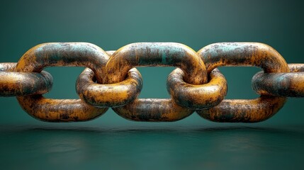 Fototapeta premium Closeup View of an Aged Metal Chain: A Detailed Industrial Design