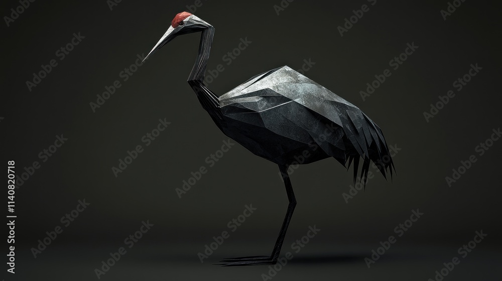 Leinwandbilder a stylized, low-poly representation of a crane with angular shapes and a minimalist design.