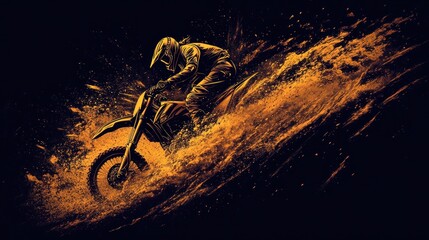 Motocross Rider on a Dirt Track a high-energy image of a motocross rider leaning into a sharp turn