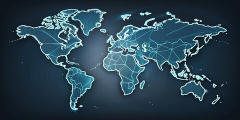 Fototapeta premium World Map Line Art, Global Lines Map, Simple World Map Outline, Minimalist World Map Illustration, International Connectivity Design