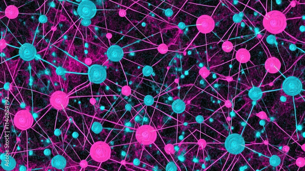Poster A vibrant network of interconnected nodes, illustrating complex relationships in data.