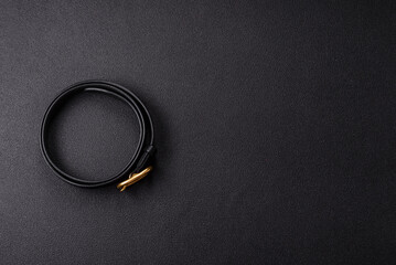 New leather women's belt with an old-style metal buckle