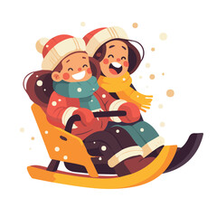 Illustration of two boys and girls skating