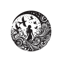 Black Color Silhouette Vector Illustration, Solid White Background 23.eps