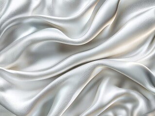 Obraz premium Flowing White Fabric Texture, Smooth, Elegant, Background, Material, Cloth, Textile, Drapery, Design, Abstract