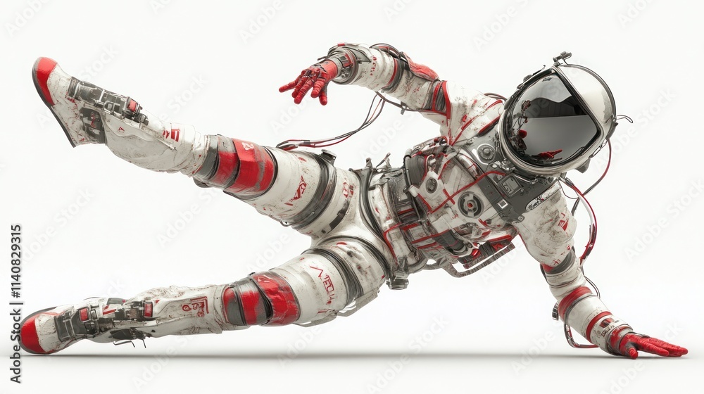 Aufkleber a futuristic astronaut in a dynamic pose, showcasing advanced space suit design.