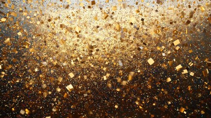 A panorama of golden confetti raining down as a background.