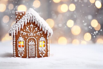 Gingerbread Man Wallpaper, Festive Gingerbread Man with Holiday Gift, Christmas Gingerbread Cookie Background, Gingerbread Man Holiday Scene Wallpaper, Christmas Gingerbread Man Wallpaper