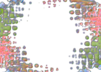 An abstract transparent psychedelic wavy splatter vignette design element overlay.