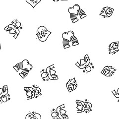 heart love romantic vector seamless pattern thin line illustration