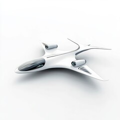 Obraz premium A futuristic concept airplane with a unique shape and innovative wing design on a white background 