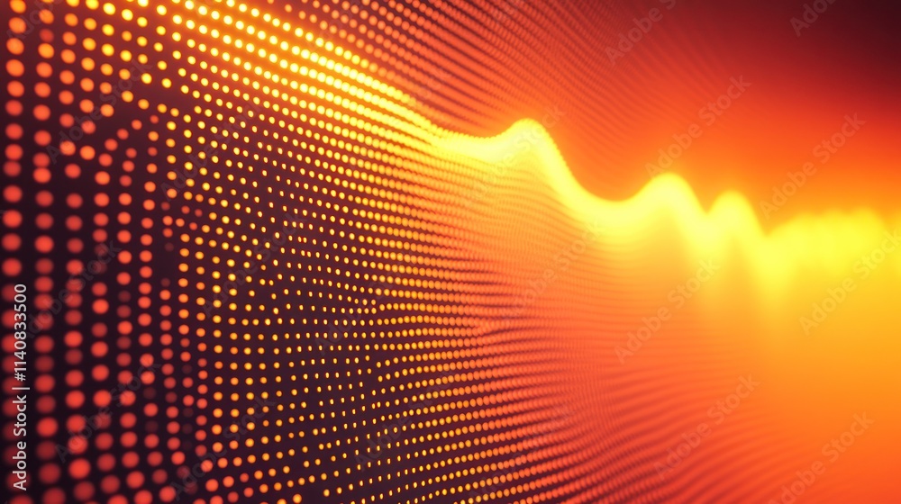 Aufkleber Abstract representation of sound waves with vibrant colors and dot patterns.