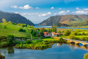 Obraz premium Fields, towns, villages, and rivers of the Pyrenees