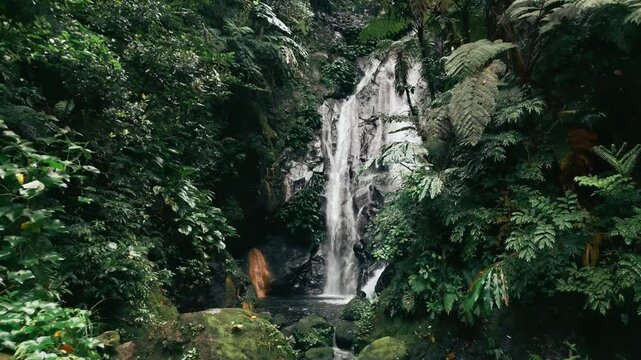 Large Hidden Waterfalls Drone Push In 