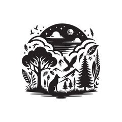 Black Color Silhouette Vector Illustration, Solid White Background 96.eps