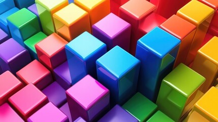 Obraz premium Vibrant Rainbow Cubes Abstract 3D Render