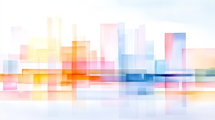 Abstract cityscape with vibrant colors and soft light effects.